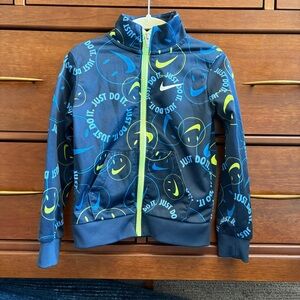 Nike Boys Just Do It Smiley Print Track Jacket Full Zip Blue Neon